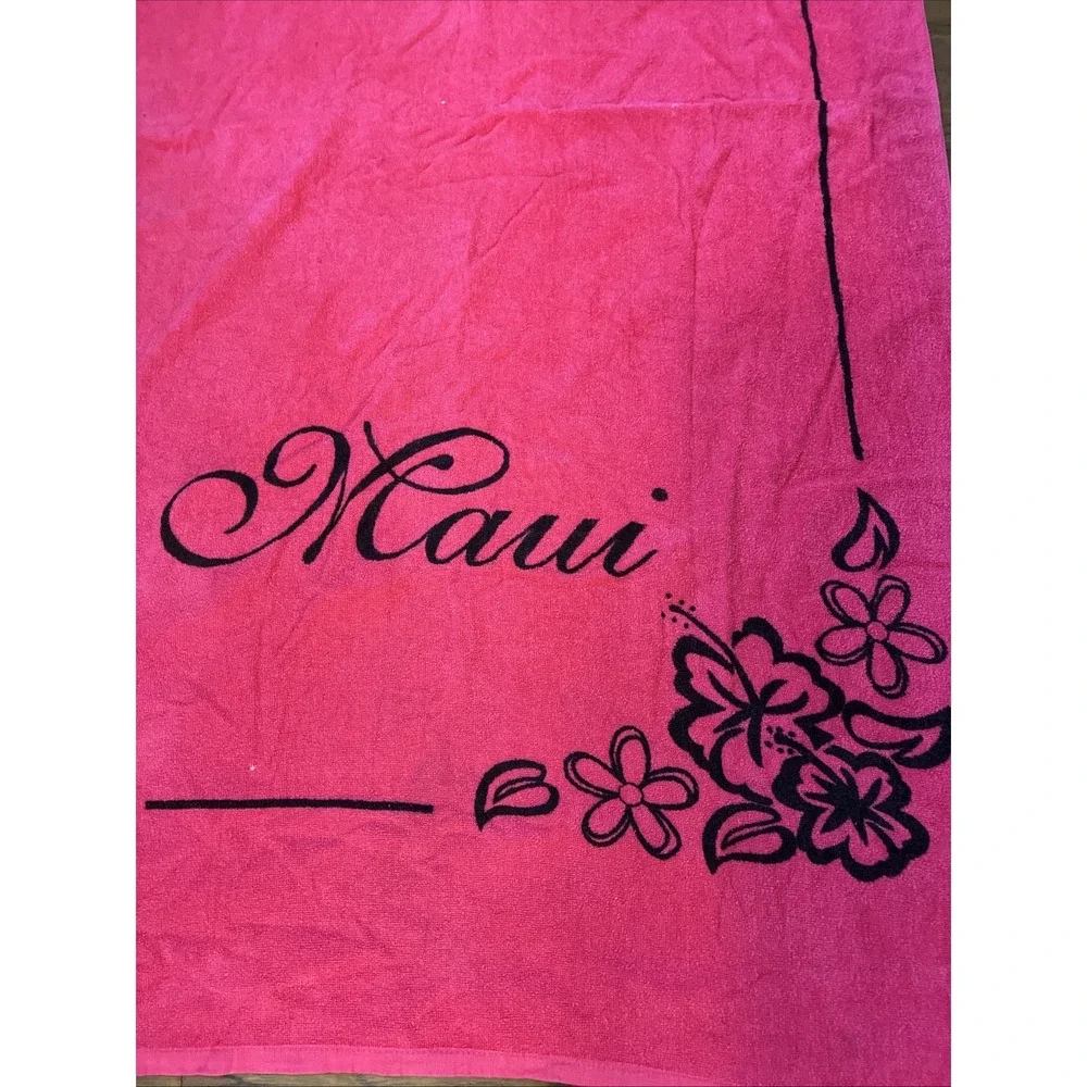 Maui Hawaii Vintage Beach Towel Hawaiian Islands Cotton Red Souvenir 39